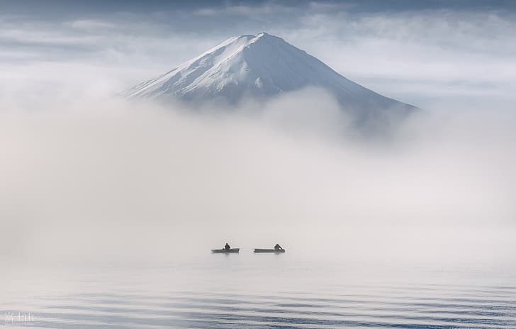 日本、山梨県富士河口湖町、 HDデスクトップの壁紙