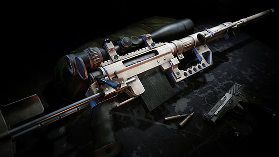 brązowo-czarny karabin z lunetą, broń, pistolety, naboje, karabin snajperski, Sniper Ghost Warrior 2, CheyTac m200 Intervention, Tapety HD HD wallpaper