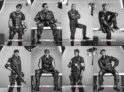 The Expendables, The Expendables 3, Antonio Banderas, Arnold Schwarzenegger, Barney Ross, Doc (The Expendables), Dolph Lundgren, Galgo (The Expendables), Gunnar Jensen, Harrison Ford, Jason Statham, Lee Christmas, Max Drummer, Randy Couture, Sylvester Stallone, Toll Road, Trench (The Expendables), Wesley Snipes, วอลล์เปเปอร์ HD HD wallpaper
