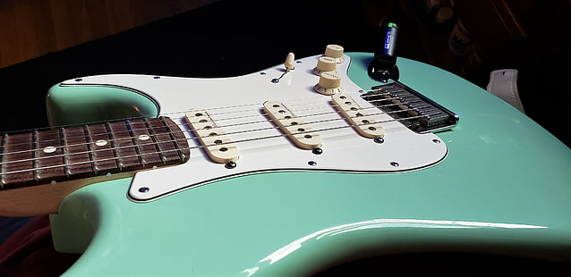  Fender, Stratocaster, guitar, Jeff Beck, Surf Green, HD wallpaper HD wallpaper