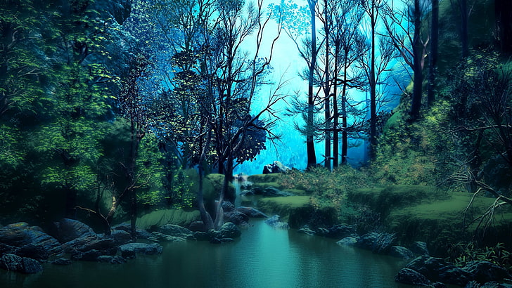 森の池 池 森 ファンタジー 水 木 ルミノ エンジェルエステベス Hdデスクトップの壁紙 Wallpaperbetter