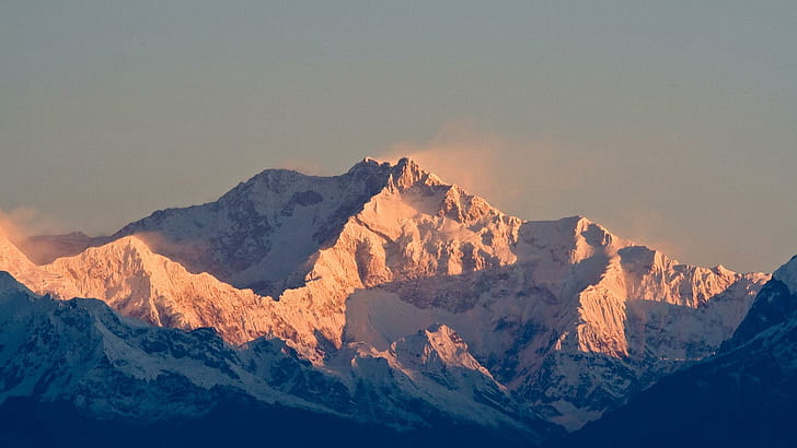 Kangchenjunga Индийские Гималаи, снег, ветер, горы, природа и пейзажи, HD обои