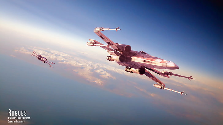 gray jet fighter, Star Wars, X-wing, sky, HD wallpaper