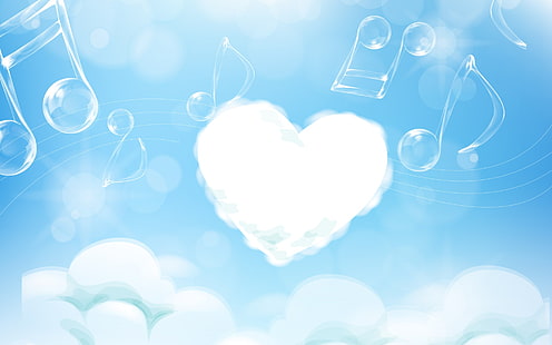 クラウドと音楽の心愛、雲、音楽、心、愛、 HDデスクトップの壁紙 HD wallpaper