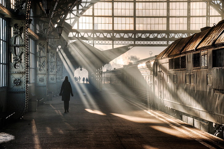 Saint-Pétersbourg, gare, train, Fond d'écran HD