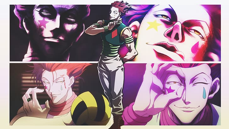 anime, DinocoZero, collage, Hunter x Hunter, anime boys, Hisoka (Hunter × Hunter), HD wallpaper