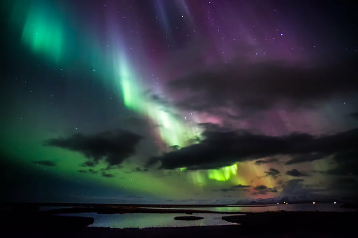 Aurora boreale durante la notte, aurora boreale, notte, islanda, vacanza, aurora boreale, hofn, riflessioni, acqua, aurora boreale, stella - spazio, astronomia, notte, aurora boreale, galassia, spazio, cielo, buio, aurora Polaris, natura,nebulosa, scienza, costellazione, Via Lattea, pianeta - Spazio, Sfondo HD