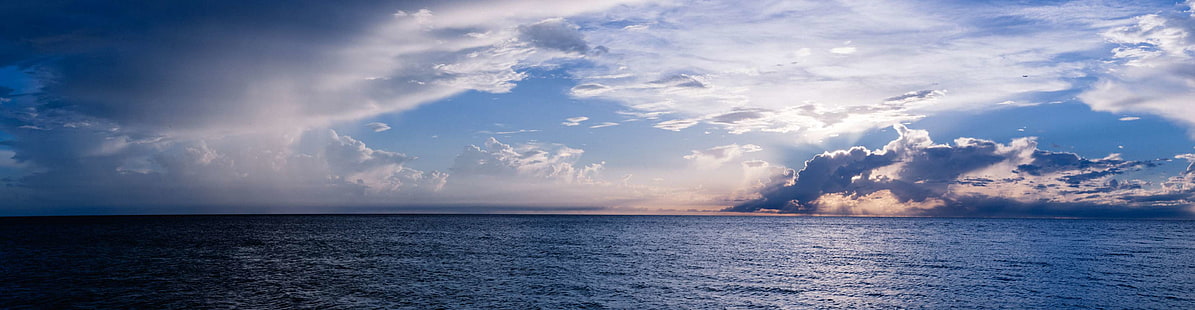 الشاطئ ، المحيط ، بانوراما ، بانورامية ، منظر بانورامي ، غروب الشمس، خلفية HD HD wallpaper