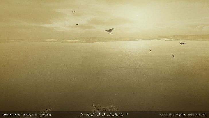 captura de pantalla de agua de mar, espacio, galaxia, Luna, planeta, naturaleza, paisaje, Wanderers, arte digital, Fondo de pantalla HD