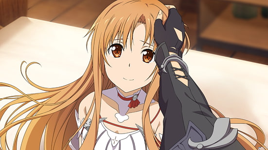 Anime, Anime Girls, Schwert Art Online, Yuuki Asuna, lange Haare, braune Augen, HD-Hintergrundbild HD wallpaper