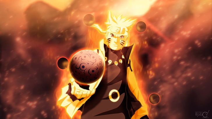 Uzumaki Naruto-Illustration, Uzumaki Naruto, Naruto Shippuuden, Rasengan, Bijuu, Anime, HD-Hintergrundbild