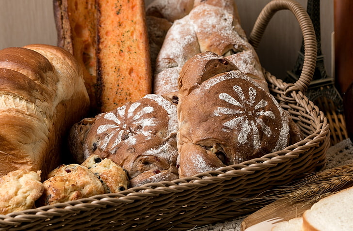 Brot, Körbe, Essen, HD-Hintergrundbild