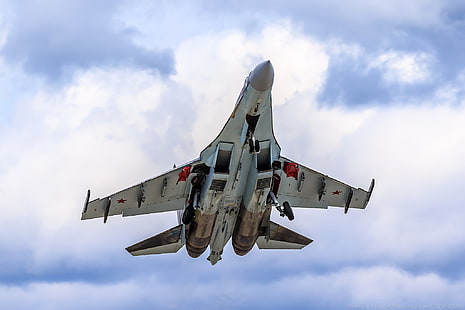 Руските ВВС, Сухой Су-35, бойни самолети, HD тапет HD wallpaper