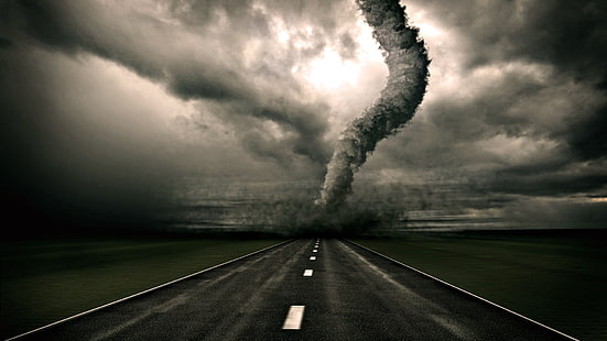 Road Clouds Storm Tornado HD, tornado, nature, clouds, road, storm, tornado, HD wallpaper HD wallpaper