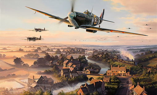 avión, avión, militar, Avión militar, Royal, Royal Airforce, Royal Navy, Spitfire, Supermarine Spitfire, Segunda Guerra Mundial, Fondo de pantalla HD HD wallpaper