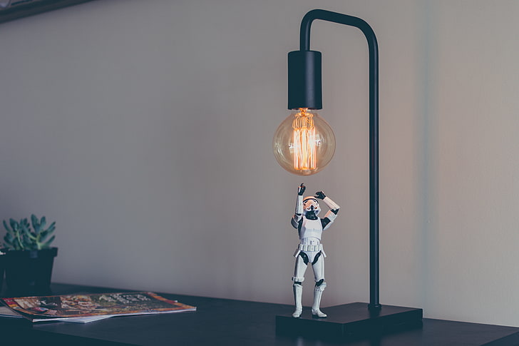 Star Wars Storm Trooper table lamp, stormtrooper, star wars, lamp, toy, HD wallpaper