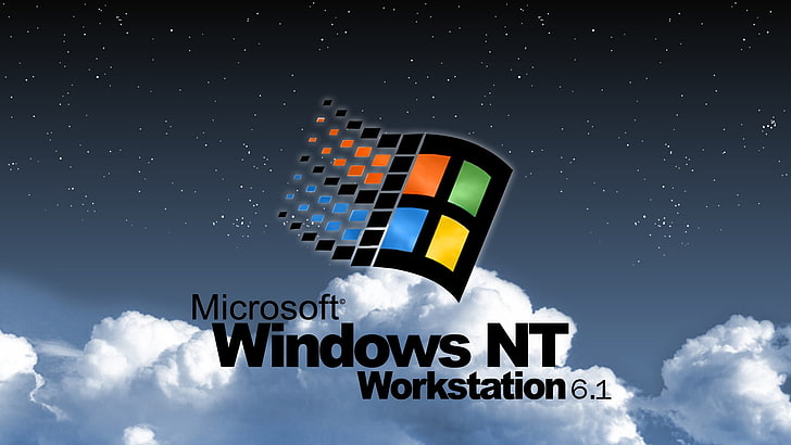 vieux, ordinateur, technologie, ciel, serveur Windows, ordinateurs rétro, étoiles, logo, Microsoft Windows, Microsoft, Fond d'écran HD