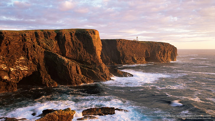 Eshaness Cliffs and Lighthouse, Shetland Islands, Scotland, Europe, HD wallpaper