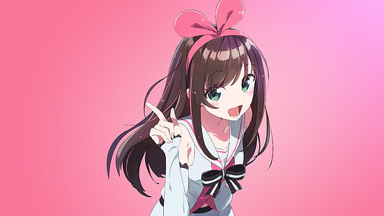 Kizuna Ai, dziewczyna anime, różowy, 4K, Tapety HD HD wallpaper