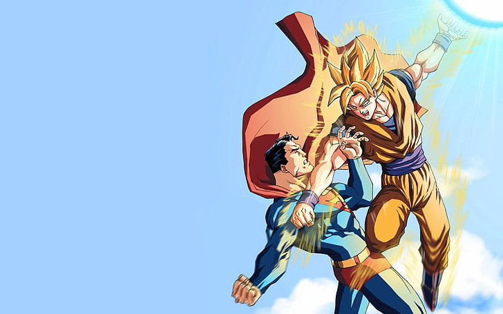 Anime, Crossover, Goku, Superman, HD wallpaper