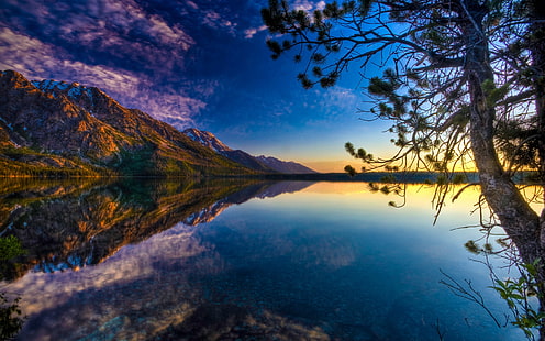 Tapeta Beautiful Lake Reflection Hdr 2560 × 1600, Tapety HD HD wallpaper