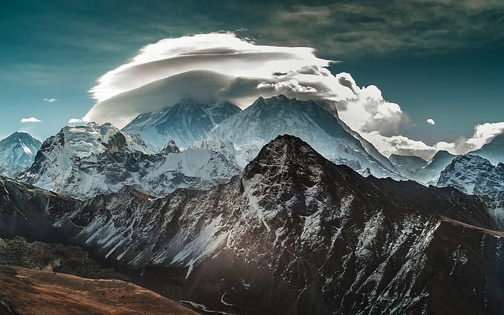 nieve, invierno, Monte Everest, naturaleza, montañas, Fondo de pantalla HD