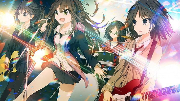 female Anime band character digital wallpaper, Haruna (KanColle), Kongou (KanColle), Kirishima (KanColle), Hiei (KanColle), HD wallpaper
