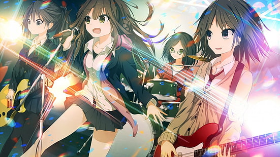 Papel de parede digital de personagem de banda de Anime feminino, Haruna (KanColle), Kongou (KanColle), Kirishima (KanColle), Hiei (KanColle), HD papel de parede HD wallpaper