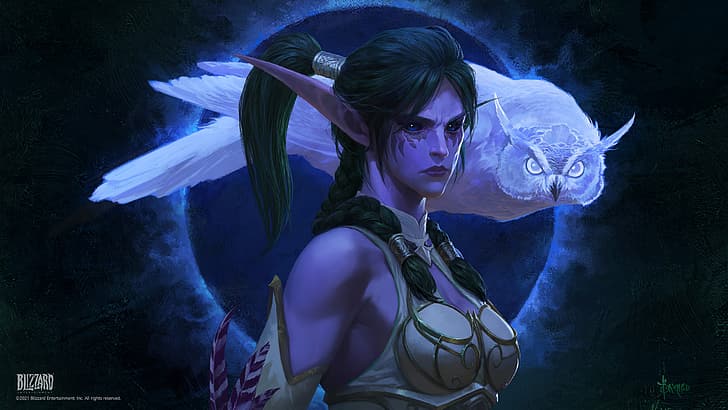 World of Warcraft, World of Warcraft: Batalha por Azeroth, Tyrande Whisperwind, Night Elves, HD papel de parede
