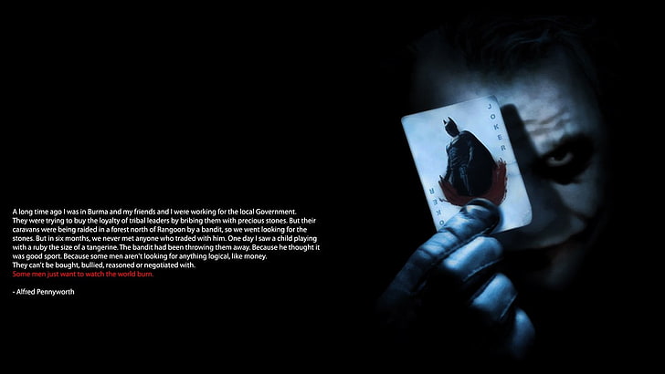 Le Joker Heath Ledger, Joker, texte, citation, Batman, The Dark Knight, oeuvre d'art, Heath Ledger, Fond d'écran HD
