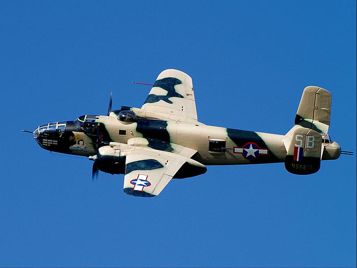Russell's Raiders B-25, airplane, russells, b-25, wwii, mitchell, raiders, aircraft planes, HD wallpaper