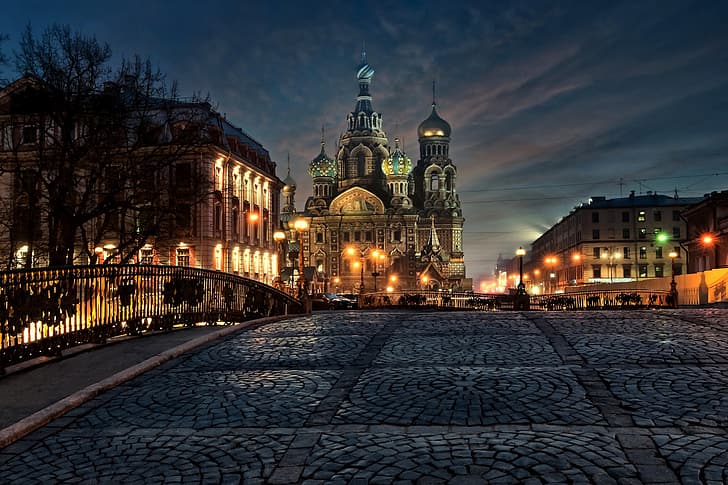 Brücke, Gebäude, Zuhause, Sankt Petersburg, Kathedrale, Tempel, Russland, Nachtstadt, Auferstehungskirche, Tamara Pokrovskaya, HD-Hintergrundbild