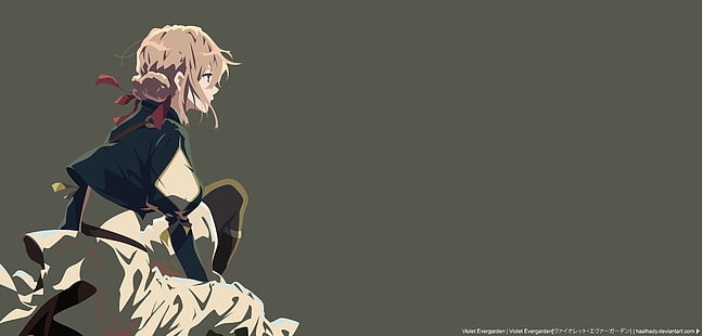 Violet Evergarden, anime dziewczyny, anime, proste tło, Tapety HD HD wallpaper