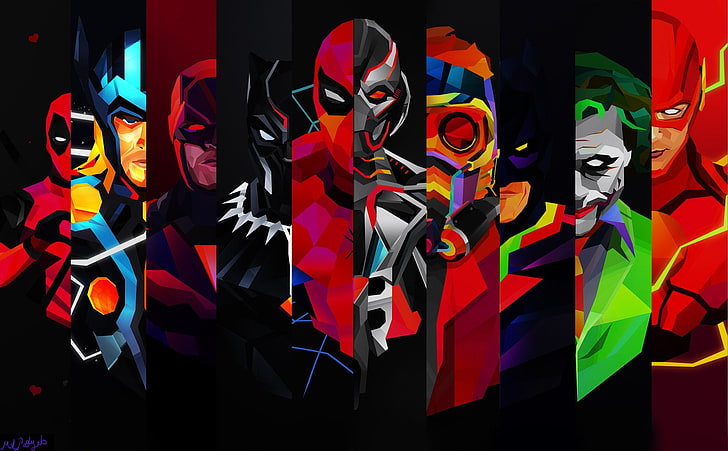 Comics, Superhero, Batman, Panthère Noire (Marvel Comics), Daredevil, Deadpool, Flash, Joker, Spider-Man, Star Lord, Thor, Ultron, Fond d'écran HD