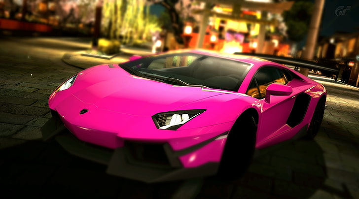 Lamborghini Aventador LP700-4 Pink Passionate, cupê Lamborghini Aventador rosa, Jogos, Gran Turismo, Rosa, Lamborghini, gran turismo 5, Aventador, HD papel de parede