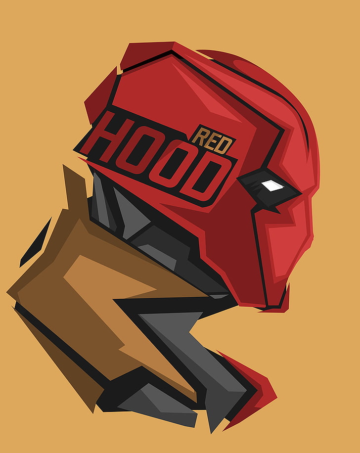 Ilustrasi digital Red Hood, superhero, DC Comics, Red Hood, latar belakang kuning, Wallpaper HD, wallpaper seluler