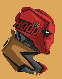 Ilustración digital de Red Hood, superhéroe, DC Comics, Red Hood, fondo amarillo, Fondo de pantalla HD HD wallpaper