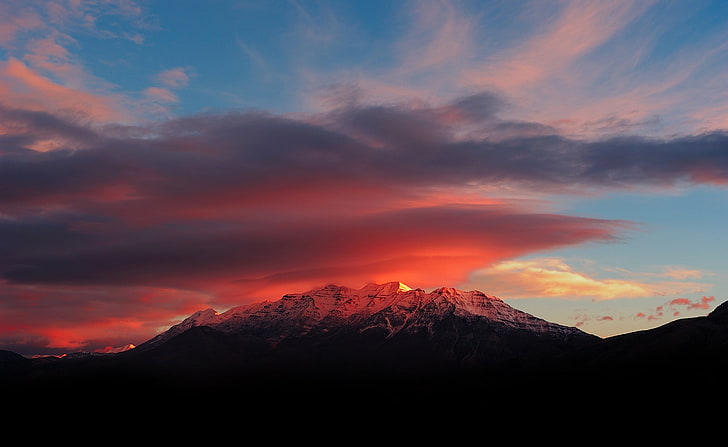 Beautiful Sunrise, Mount Timpanogos, mountain, United States, Utah, Sunrise, Mount, Beautiful, Timpanogos, HD wallpaper