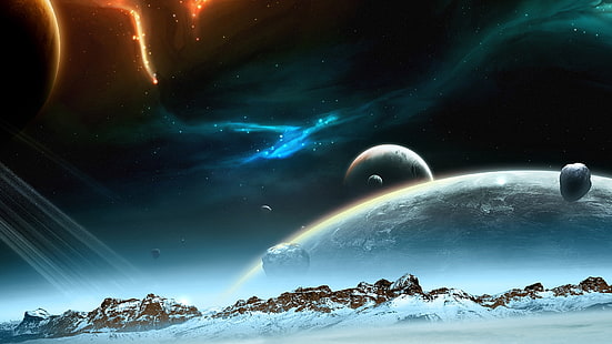 Alien Landscape Planets HD, ภูมิทัศน์, อวกาศ, ดาวเคราะห์, มนุษย์ต่างดาว, วอลล์เปเปอร์ HD HD wallpaper