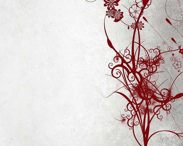rotes und schwarzes Blumentextil, digitale Kunst, Formen, Zusammenfassung, Grafik, einfacher Hintergrund, HD-Hintergrundbild