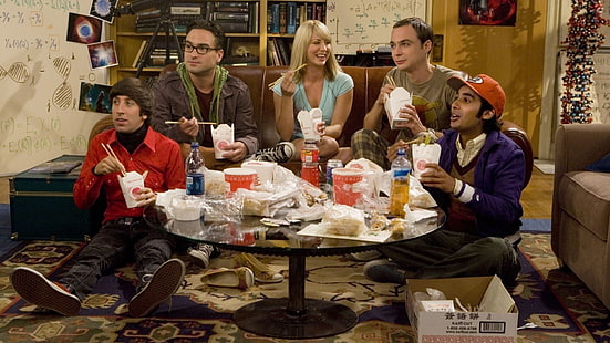 The Big Bang Theory film fortfarande, The Big Bang Theory, Sheldon Cooper, Leonard Hofstadter, Penny, Howard Wolowitz, Raj Koothrappali, HD tapet HD wallpaper