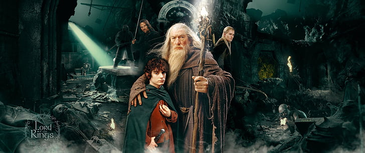 Der Herr der Ringe, Aragorn, Frodo Beutlin, Gandalf, Gimli, Herr der Ringe, HD-Hintergrundbild