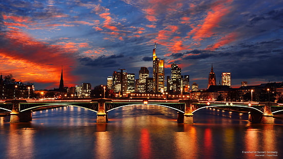 Frankfurt günbatımı, Almanya, mimari, HD masaüstü duvar kağıdı HD wallpaper