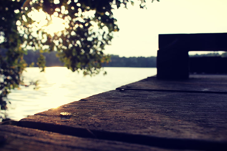 น้ำไม้ดวงอาทิตย์พระอาทิตย์ตกท่าเรือมาโครทะเลสาบฤดูร้อน, วอลล์เปเปอร์ HD