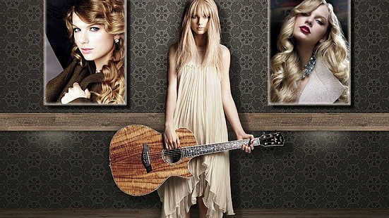 Тейлър Суифт китара снимка, Тейлър Суифт, знаменитост, знаменитости, момичета, актриса, певици, единичен, забавление, автор на песни, HD тапет HD wallpaper