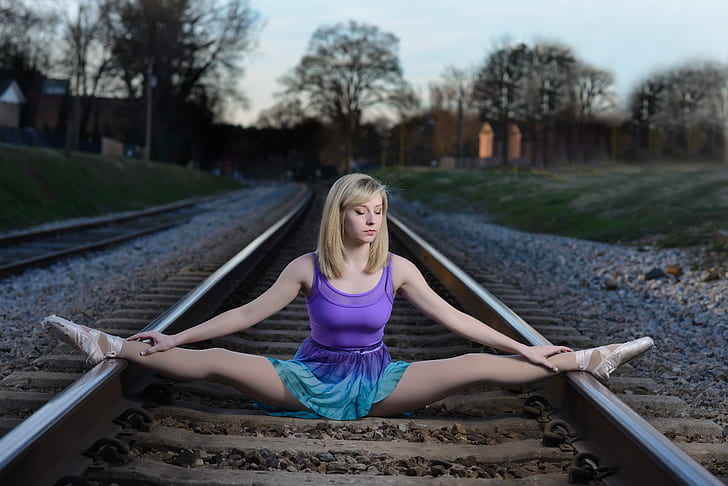 girl, rails, the situation, railroad, ballerina, twine, Pointe shoes, HD wallpaper