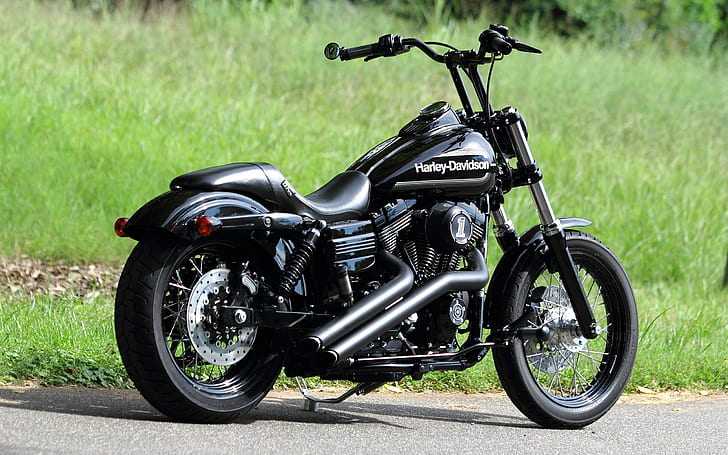 Harley-Davidson Chopper черный мотоцикл, Harley, Davidson, черный, мотоцикл, HD обои