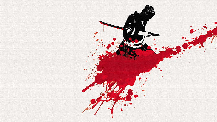 ilustrasi digital samurai, latar belakang, pedang, katana, samurai, pria, Wallpaper HD