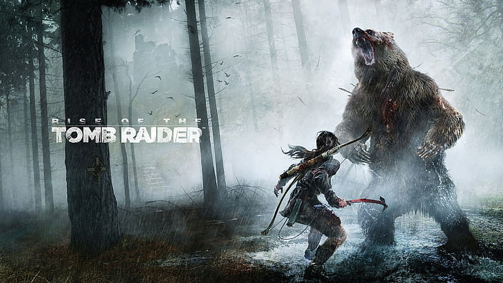 Lara Croft, PC gaming, Rise of the Tomb Raider, Rise of Tomb Raider, bears, Tomb Raider, HD wallpaper