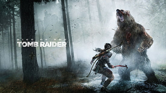 Lara Croft, Giochi per PC, Rise of the Tomb Raider, Rise of Tomb Raider, orsi, Tomb Raider, Sfondo HD HD wallpaper